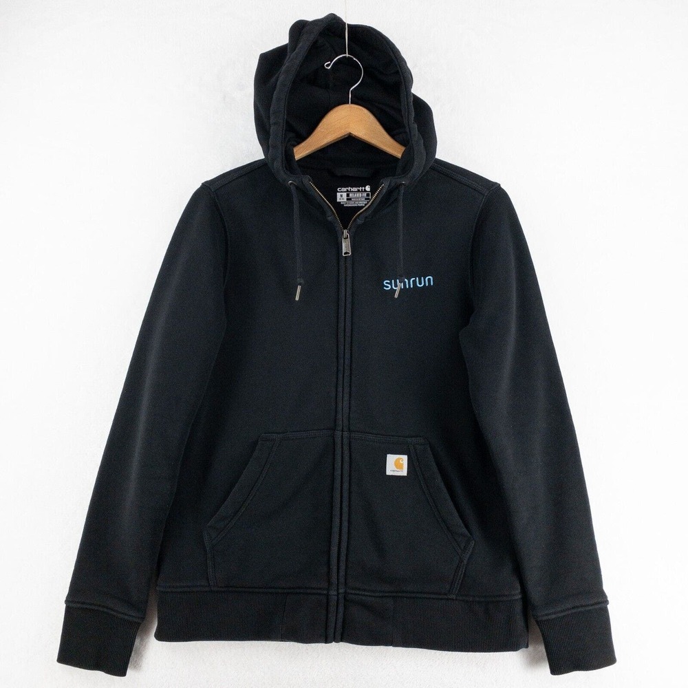 Carhartt Hooded Sweatshirt Hoodie Youth M (8-10) Black Full Zip Company Logo